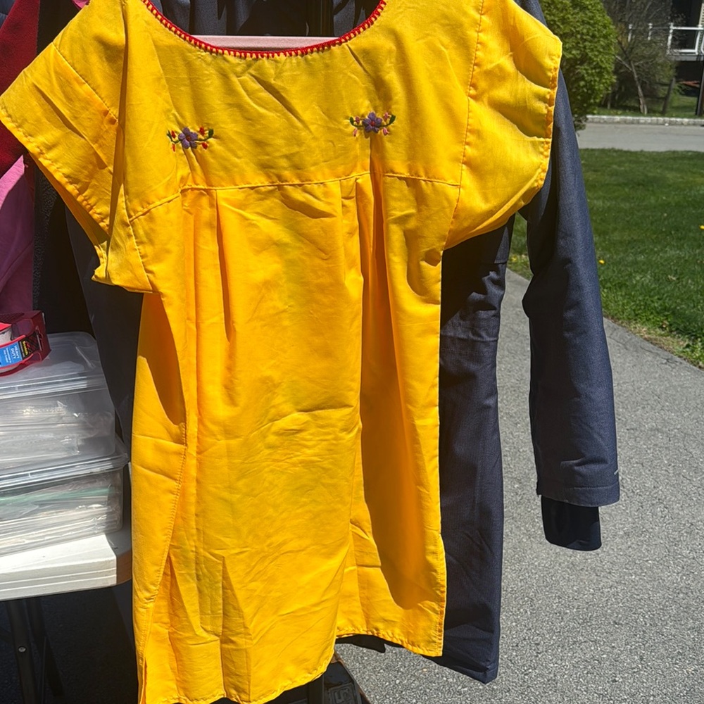 Girls' Bright Yellow Embroidered Summer Dress
